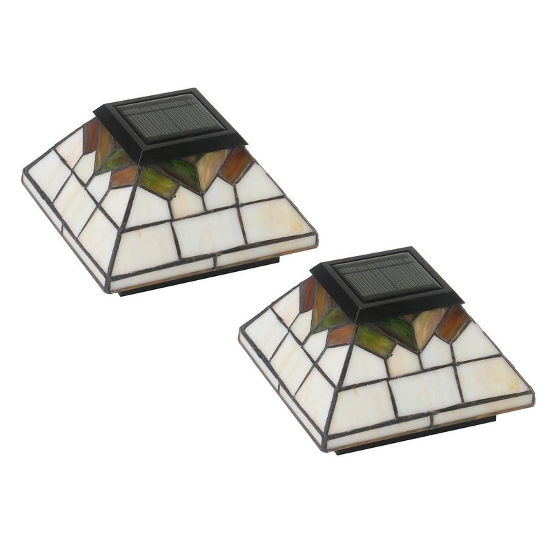 Classy Caps Stained Glass Wellington Solar Post Cap (Set of 2)