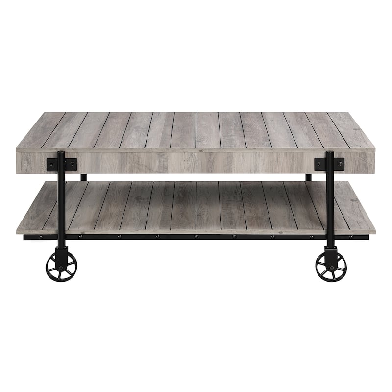 Hyssop Farmhouse Steel 2-Piece Coffee Table Set with Shelf by Furniture of America
