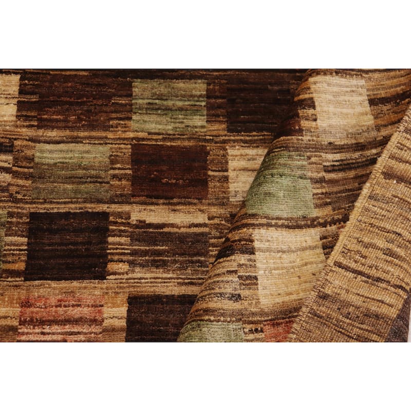 Chromatic Mosaic Gabbeh Hand Knotted Wool Rug