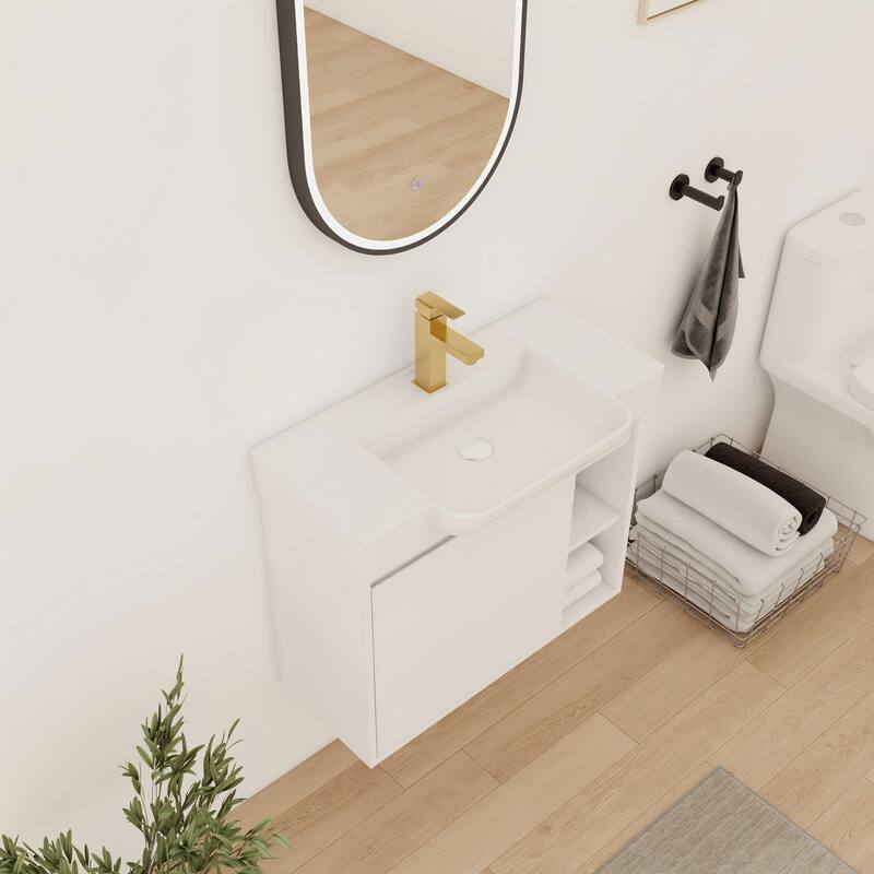 Bathroom Vanity With Sink In 24/28 Inch, Floating Bathroom Vanity With Soft Close Door