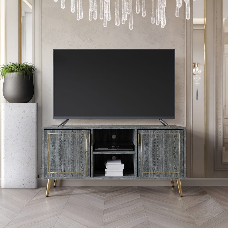 CraftPorch Elegant Modern Gold Metal Legs TV Stand Console