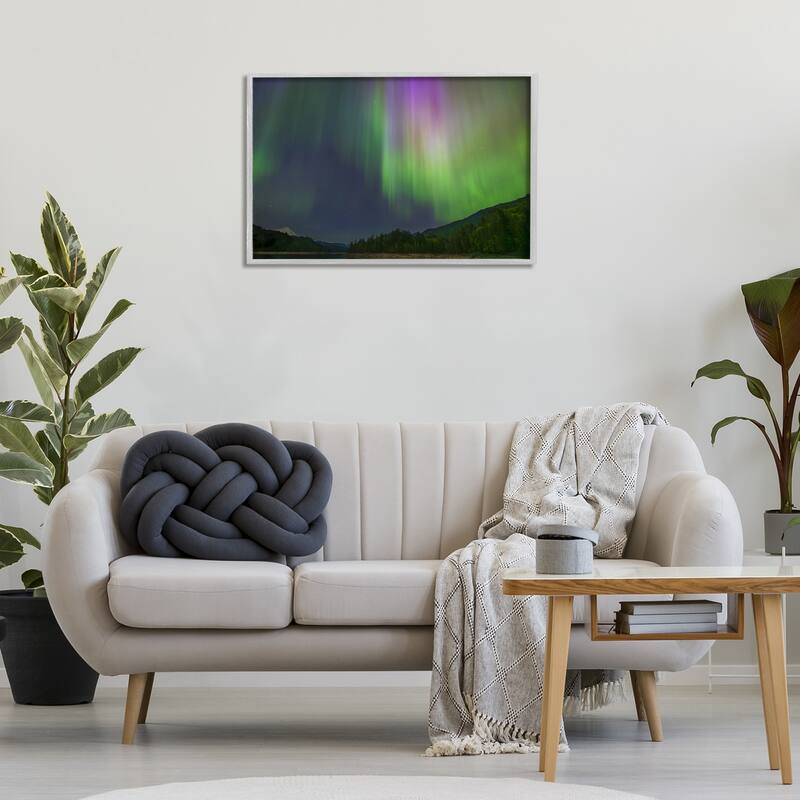 Stupell Green Glowing Northern Lights Framed Giclee Art Design By Nancy Crowell
