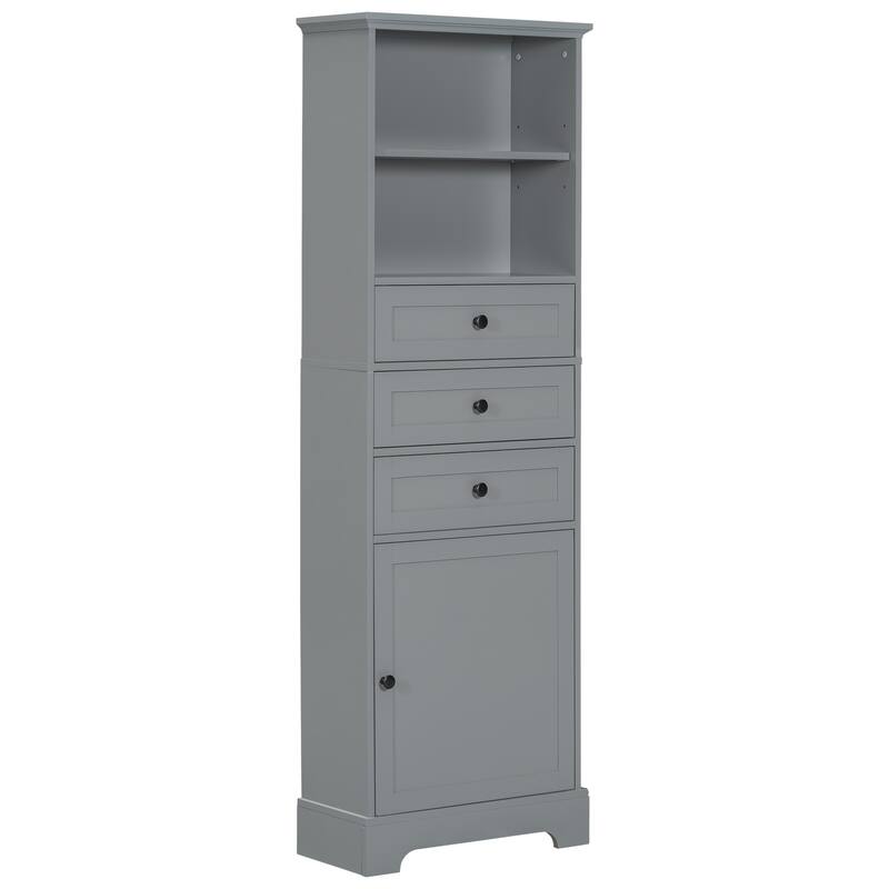 GDFStudio - Kael 67" Tall Storage Cabinet with Drawers & Adjustable Shelves, Modern MDF Organizer