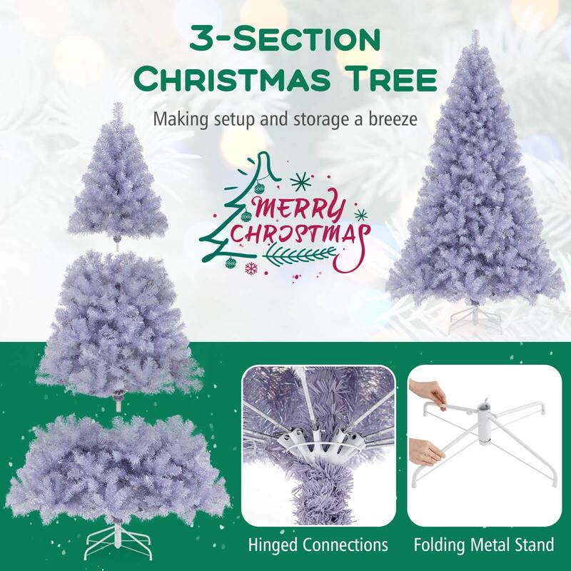 Costway 6.5 FT/7.5 FT Artificial Xmas Tree with 250/550 White LED - See Details
