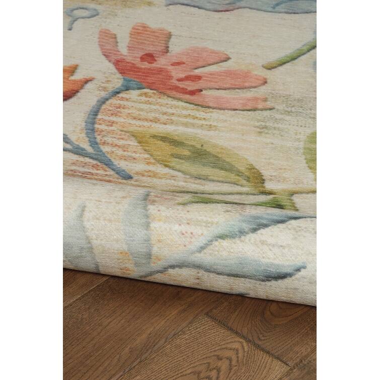 Indoor/Outdoor Water Resistant Largo Ivory & Green Washable Area Rug Washable Area Rug - 2' x 3'