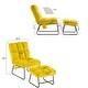 preview thumbnail 56 of 67, MCombo Accent Chair with Ottoman,Velvet Modern Side Pocket Metal Legs Club Chair,0014