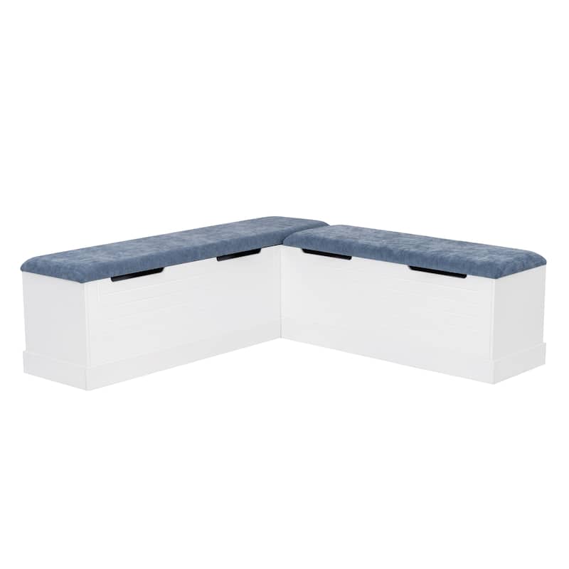 Nova L-Shaped Corner Nook with Blue Cushion and Storage