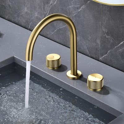 9.65"H Solid Brass Widespread Dual Knob Handles Bathroom Faucets