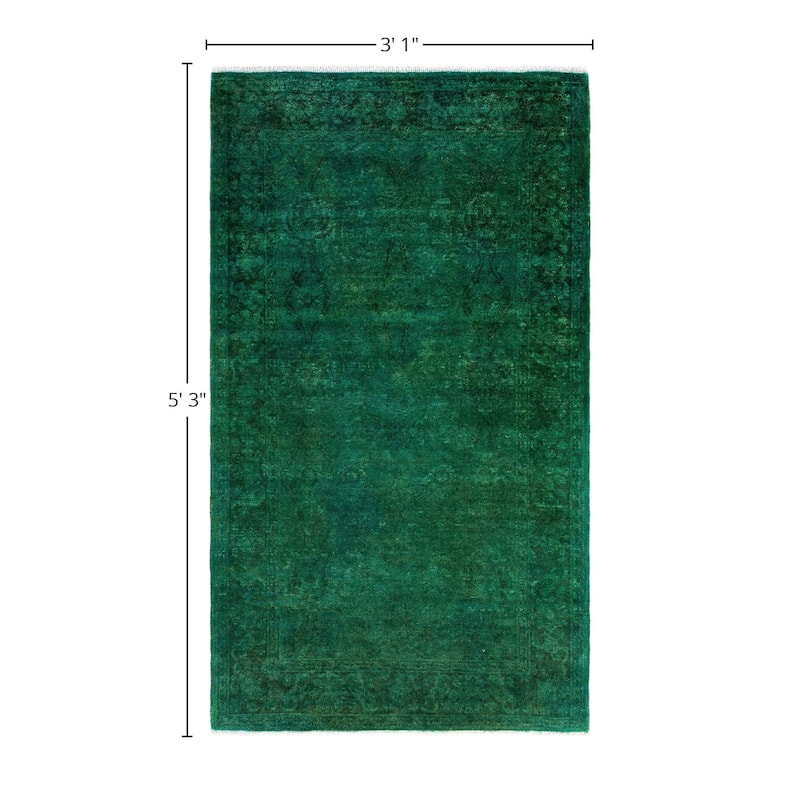 Overdyed One-of-a-Kind Hand-Knotted Area Rug - Green - 3' 1" x 5' 3"