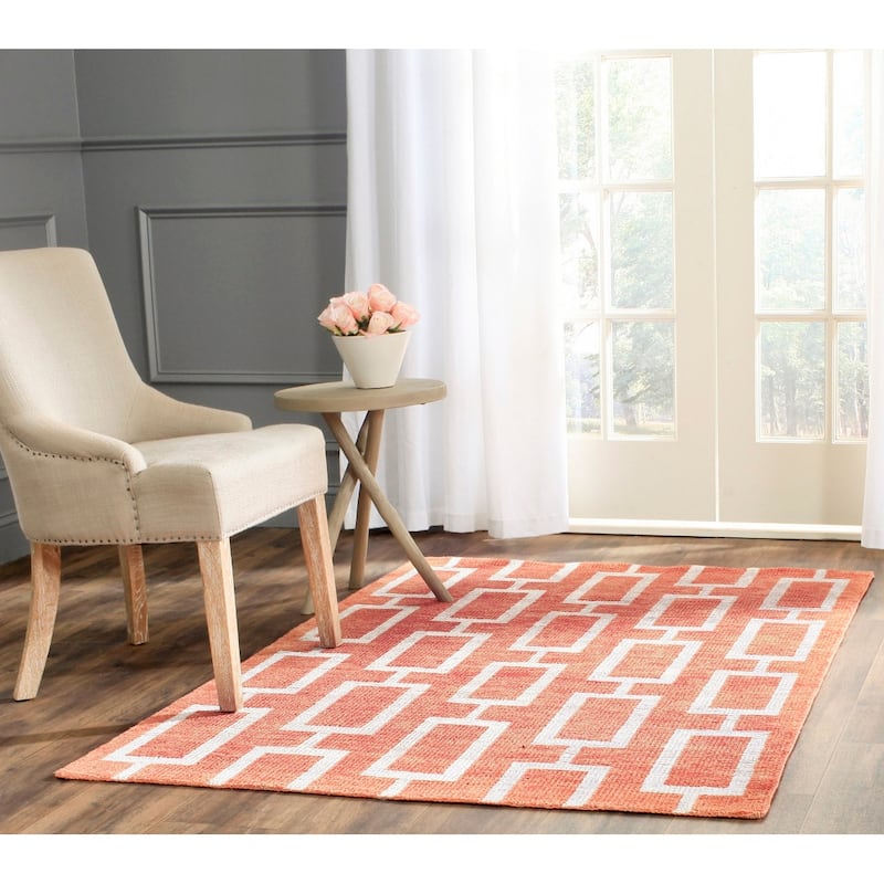 SAFAVIEH Hand-knotted Stone Wash Perpetue Modern Wool Rug - 4' x 6' - Rust