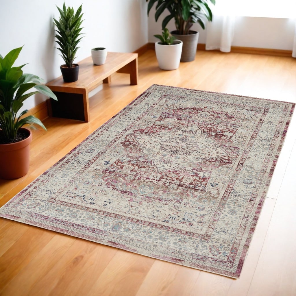 HomeRootsFloral Transitional Rectangle Area Rug - 72' X '48' X '0.5