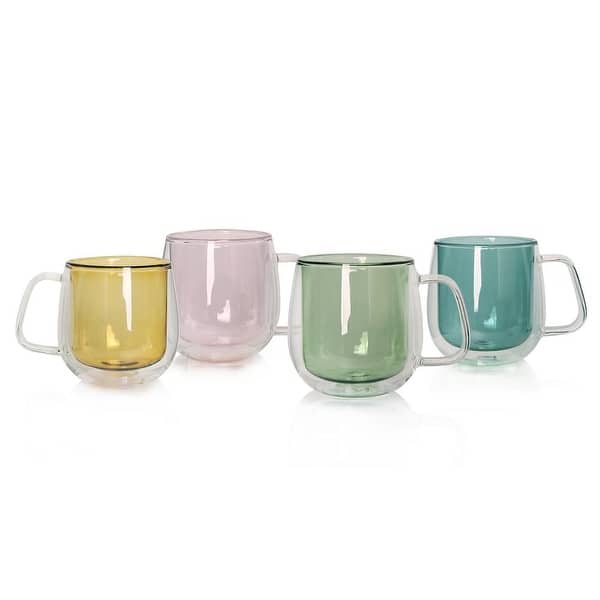 Colored Double Walled Glass Coffee Mugs with Handle (11.6 oz. Set of 4) -  Bed Bath & Beyond - 34550224