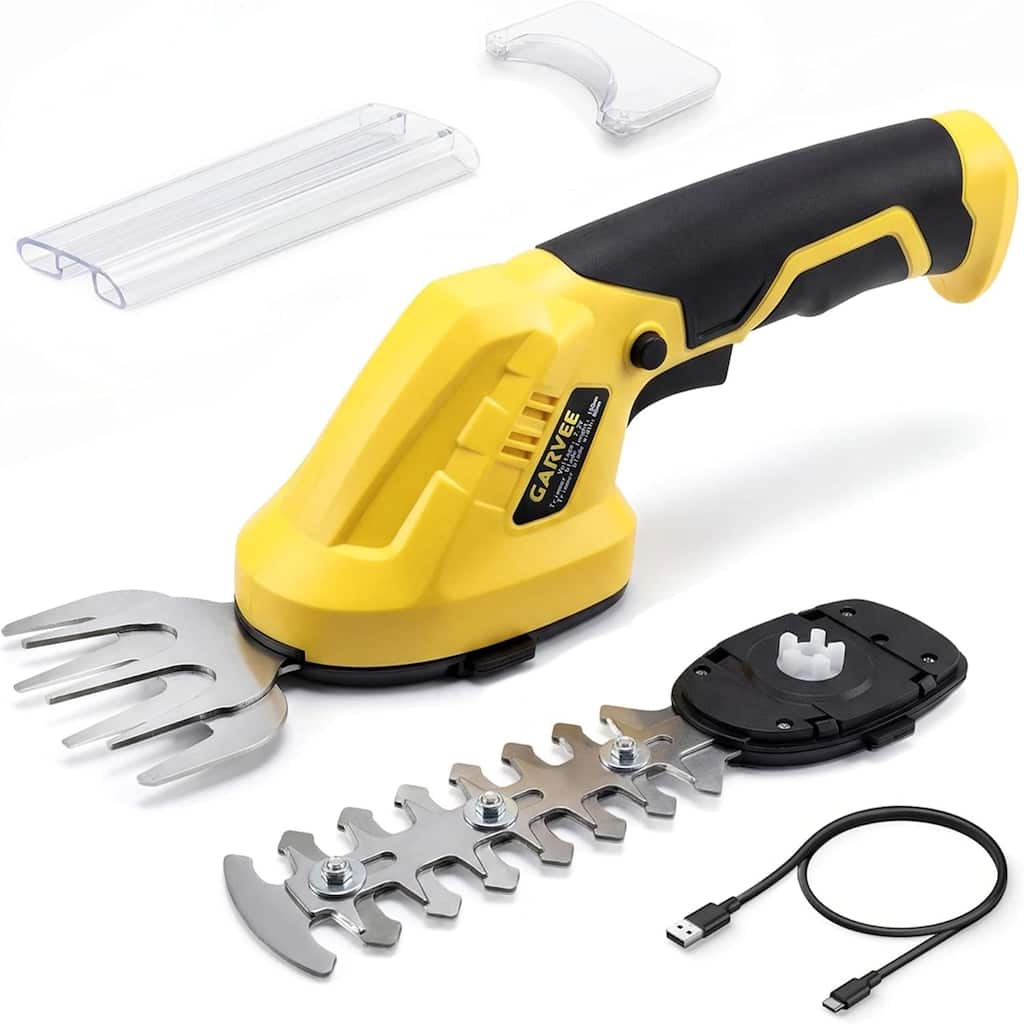 7.2V Cordless 2-in-1 Hedge Trimmer and Grass Shear Kit with Brushless Motor and Type-C Charging Yellow