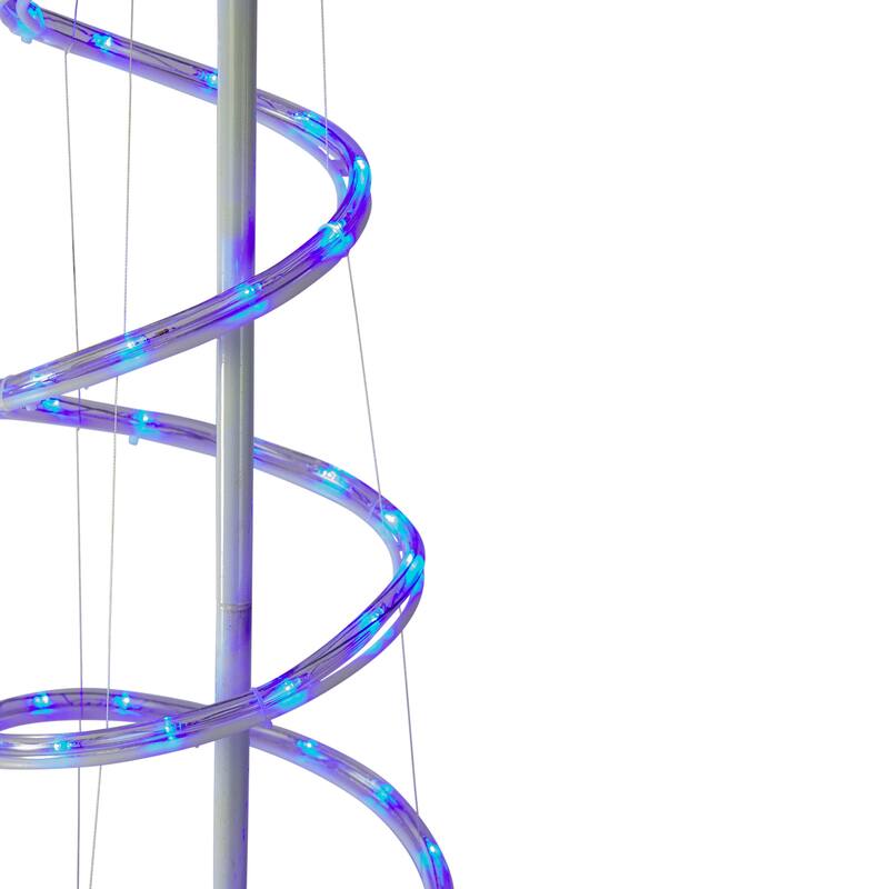 7’ Blue Spiral Rope Light Tree Star Tree Topper Christmas Yard Decor