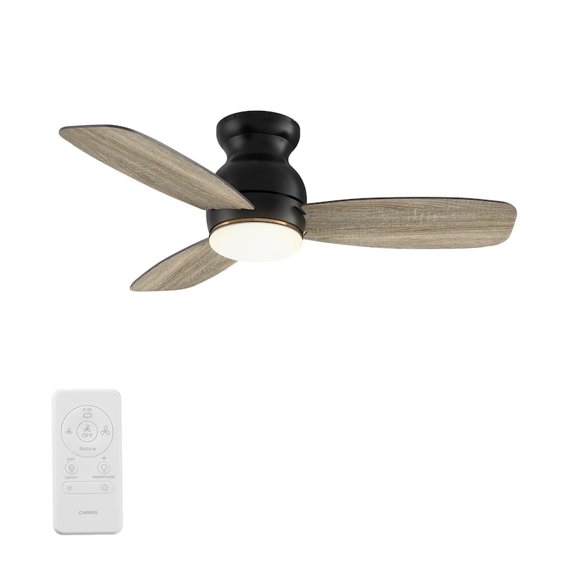 CARRO Quest 44" 3-Blade Smart Ceiling Fan with LED Light Kit and Remote - Black/Wooden Pattern - Remote