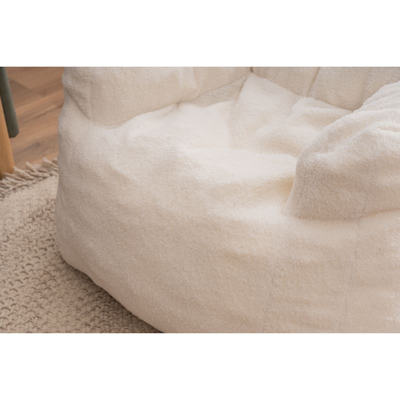 Soft Tufted Foam Bean Bag Chair With Teddy Fabric