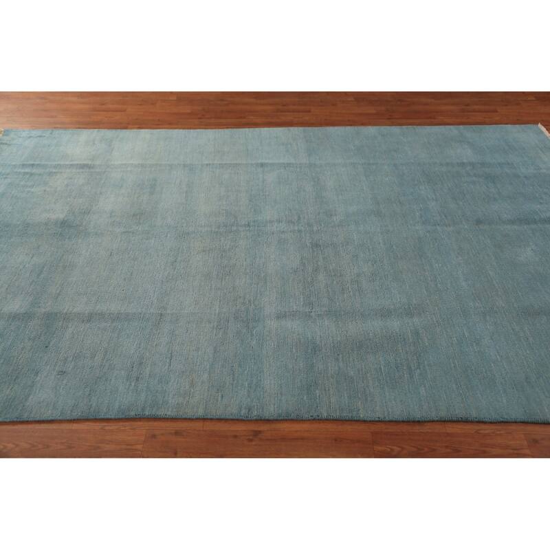 Light Blue Gabbeh Oriental Area Rug Hand-Knotted Wool Carpet - 6'0" x 8'10"