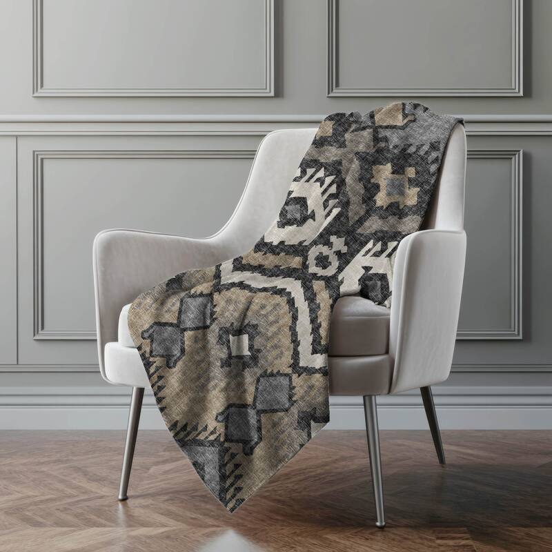 Premium Machine Washable ASB108 Sherpa Boho Global Throw Blanket