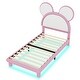preview thumbnail 6 of 6, Twin Size Upholstered Platform Bed with Cartoon Ears Shaped Headboard