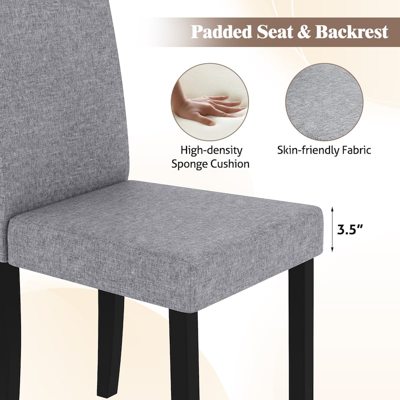 Gymax Dining Chair Set of 4 Fabric Upholstered Rubber Wood Legs Side