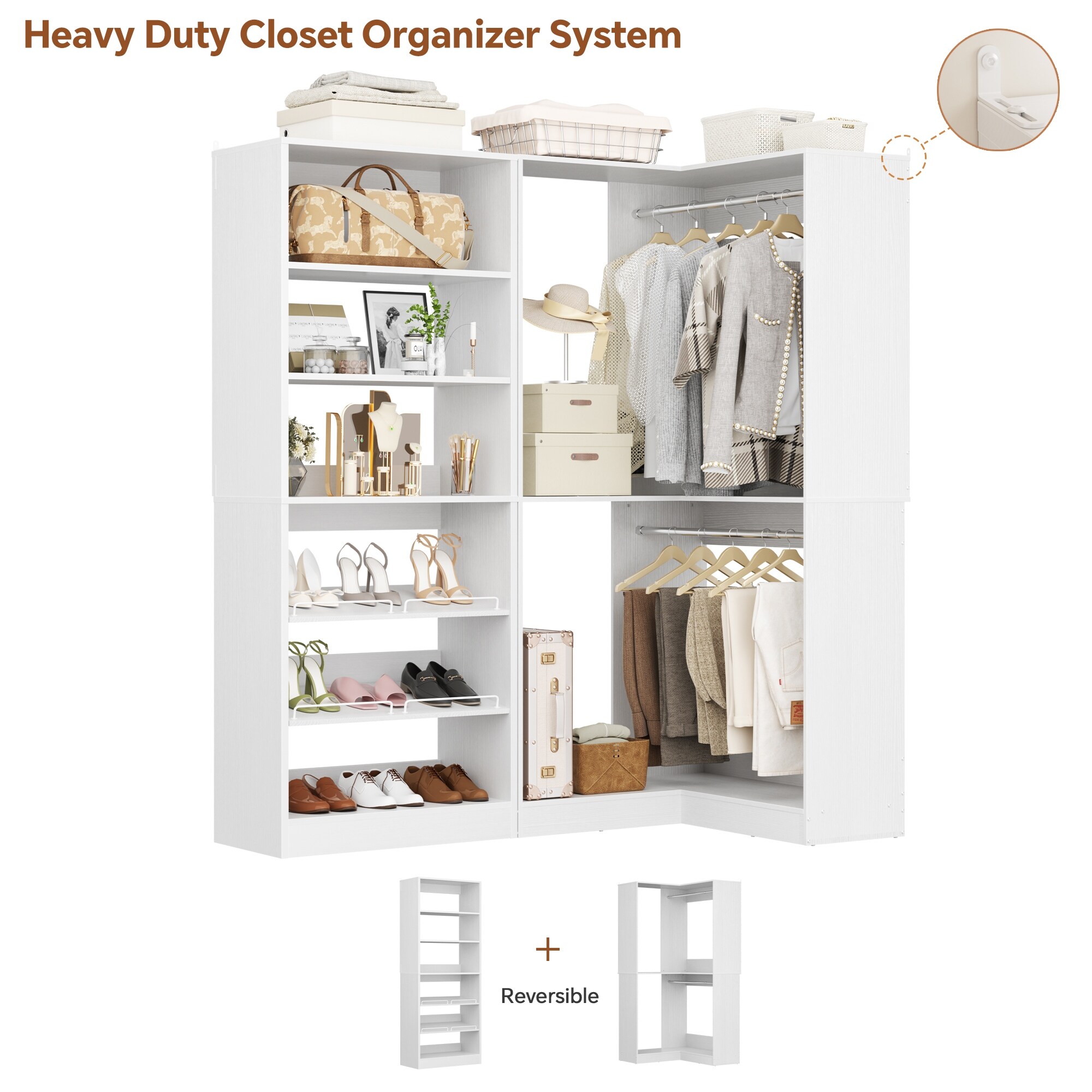 Cimly Set of 2 Corner Closet System with Shoe Organizer