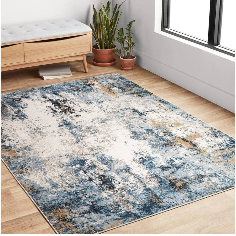 Alexander Home Keara Abstract Water Color Distressed Contemporary Rug - 6'7" x 9'2" - Rectangle