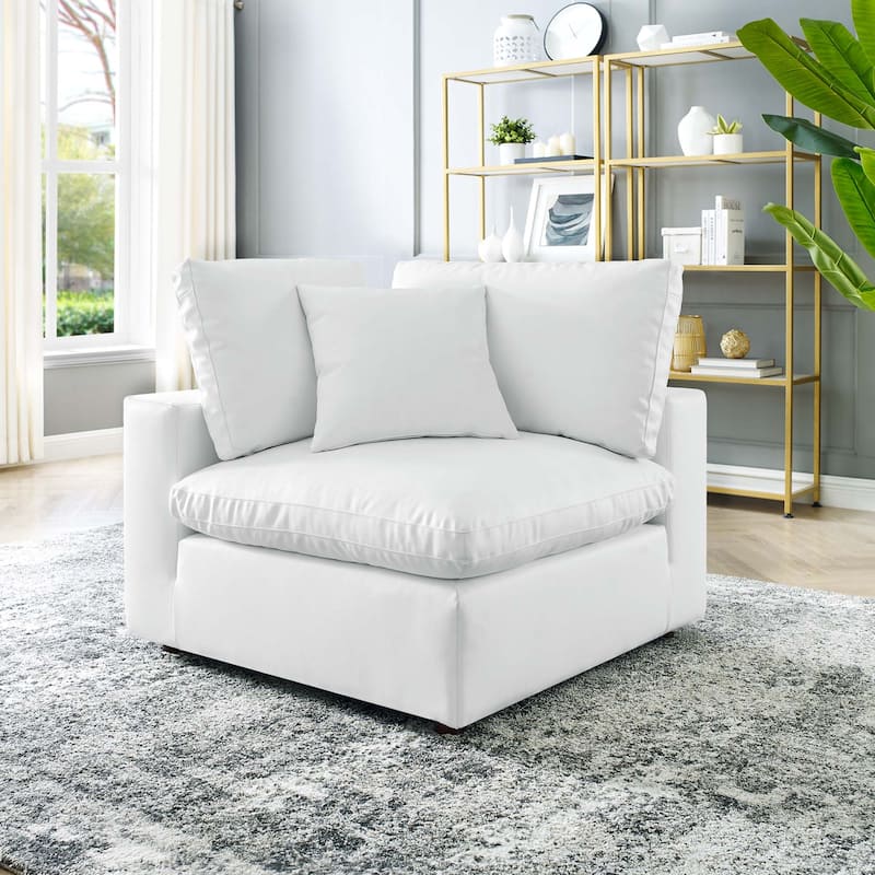 Commix Down Filled Overstuffed Vegan Leather Corner Chair