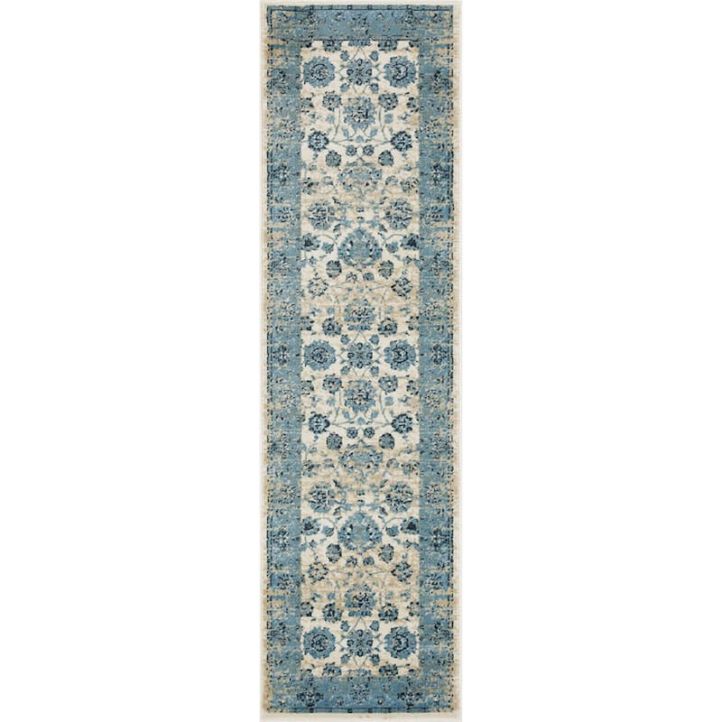 Domani Marrakesh Distresed Oriental Rug - 2'2" x 7'11" Runner - Blue
