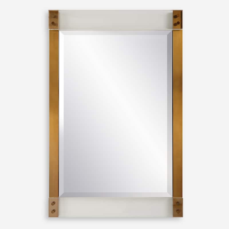 Uttermost Nera Plated Brass Mirror - 28"W x 44"H x 2"D