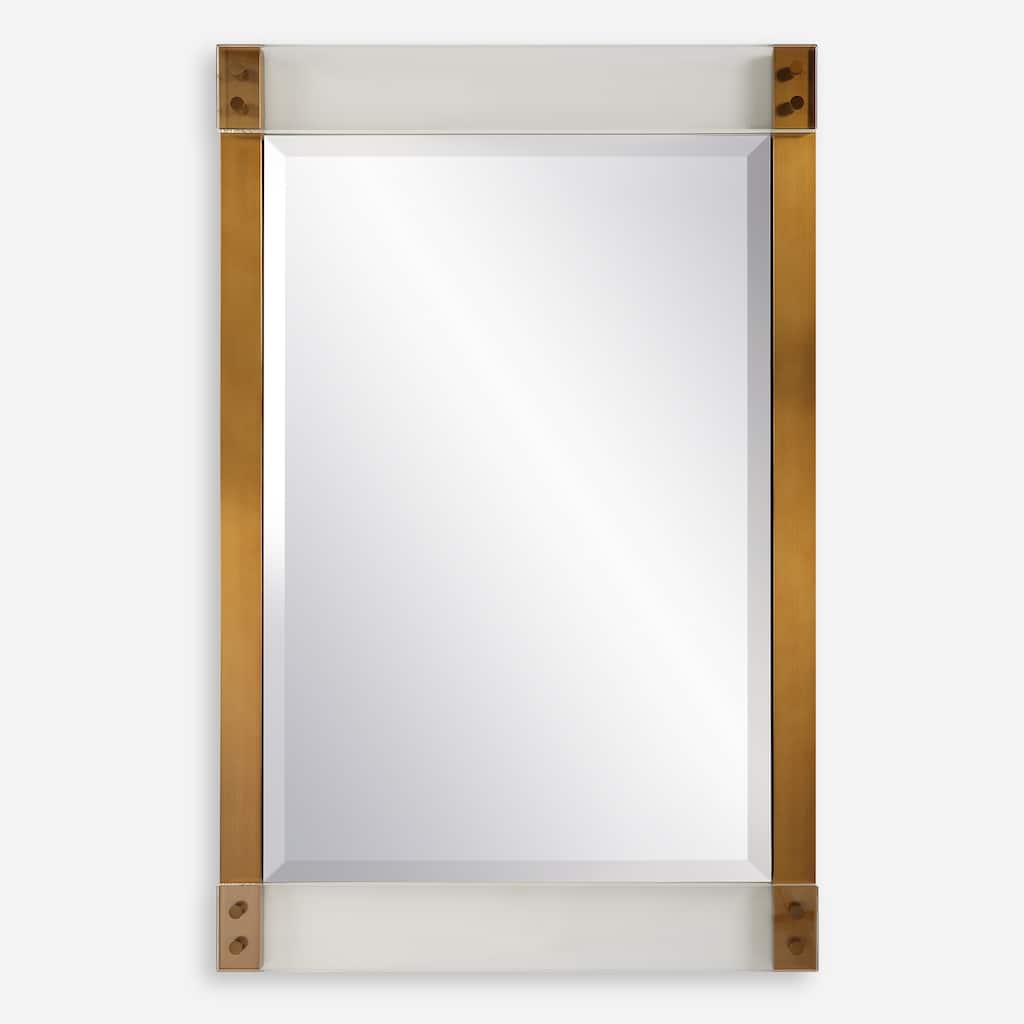Uttermost Nera Plated Brass Mirror - 28"W x 44"H x 2"D