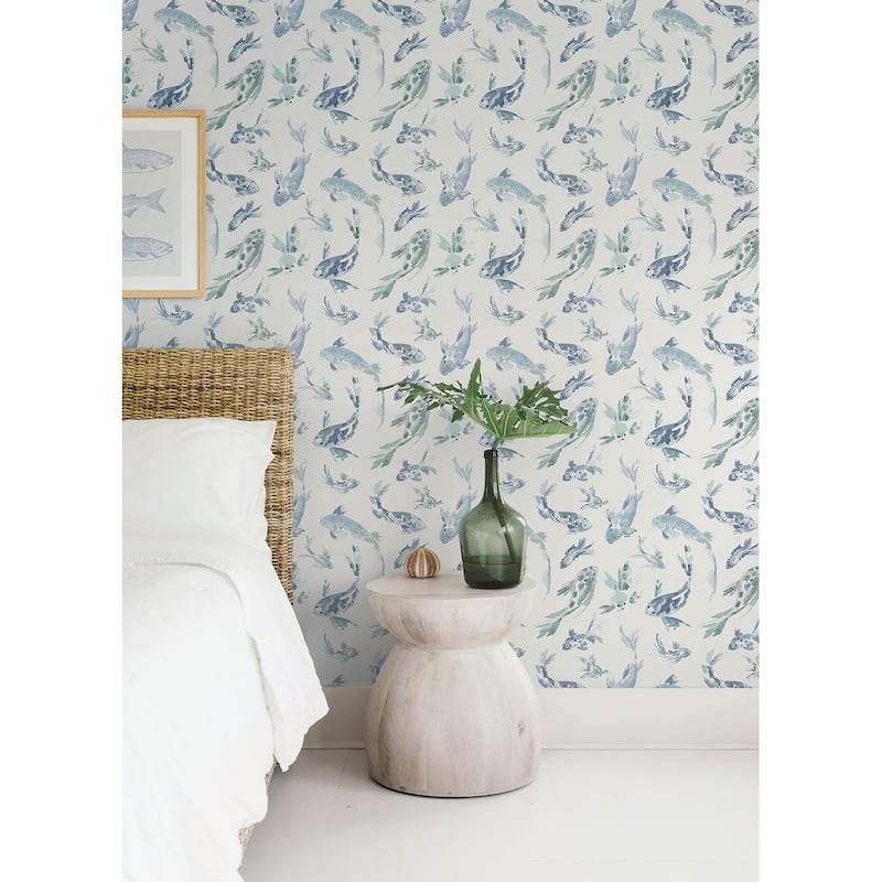 A-Street Prints Koi Blue Fish Wallpaper