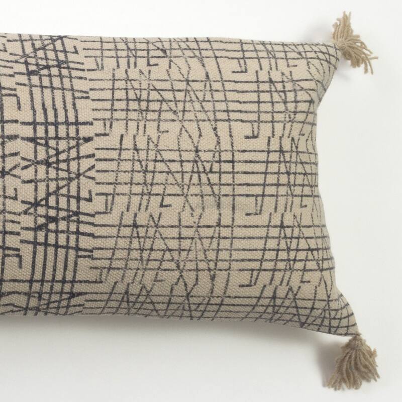 Mura Brown Cotton Extra Long Bolster Pillow