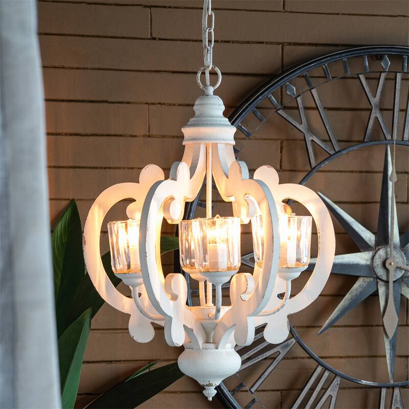 Farmhouse 6-Light Wood Chandelier with Adjustable Chain