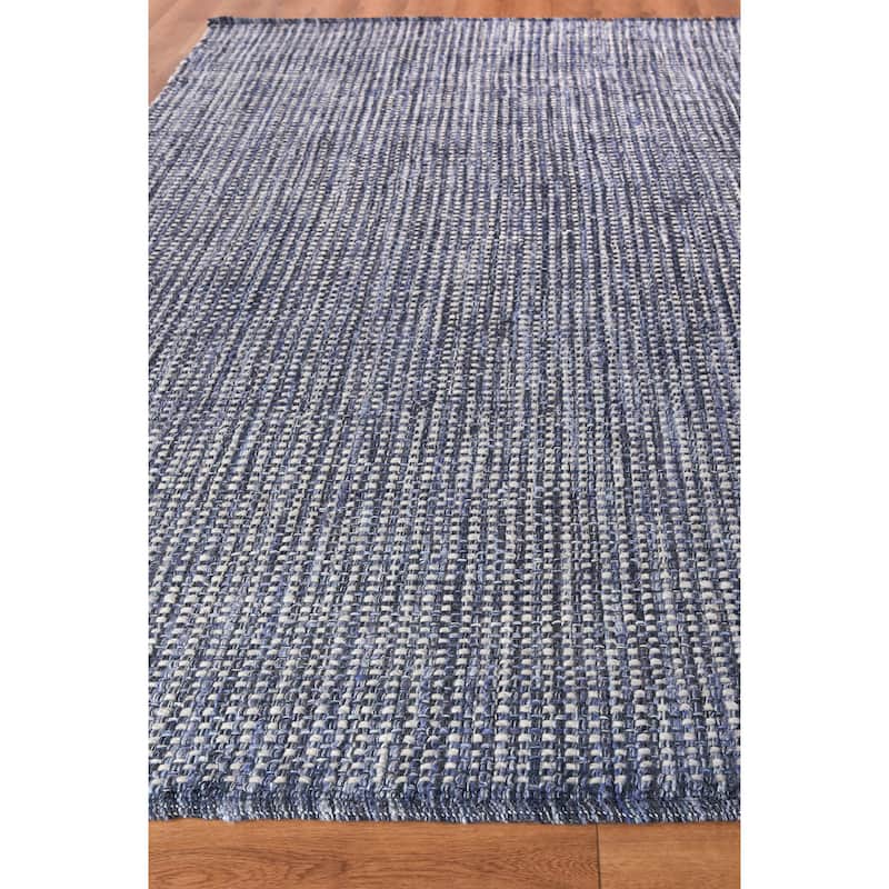 EXQUISITE RUGS Ferrus Handwoven Polyester/Wool/Cotton Blue/Ivory/Grey Area Rug.
