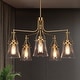 preview thumbnail 1 of 13, Haye Modern Gold 5-Light Wheel Glass Chandelier for Dining Room Bedroom - D25" x H16.5"