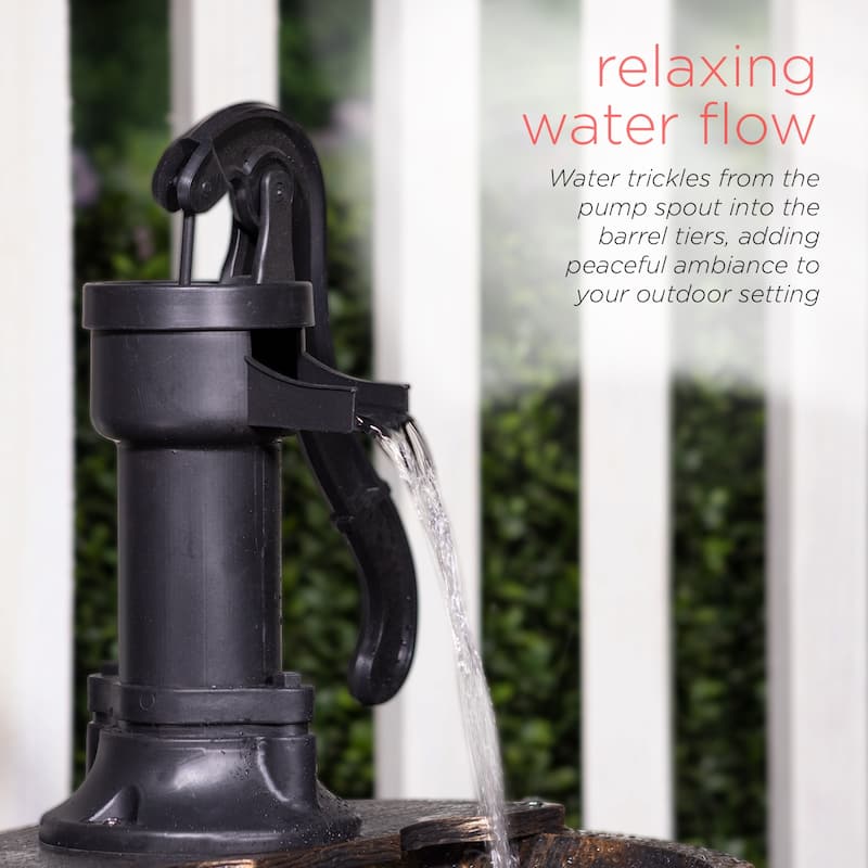 2-tier Bronze Pump and Barrel Fountain