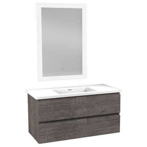 Conques 39 in. Bath Vanity Set with White Top and Basin and Mirror