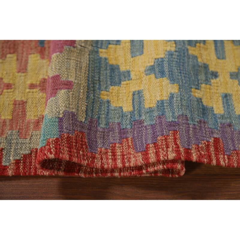 Multicolor Kilim Oriental Accent Rug Hand-Woven Wool Foyer Carpet - 3'4"x 4'11"