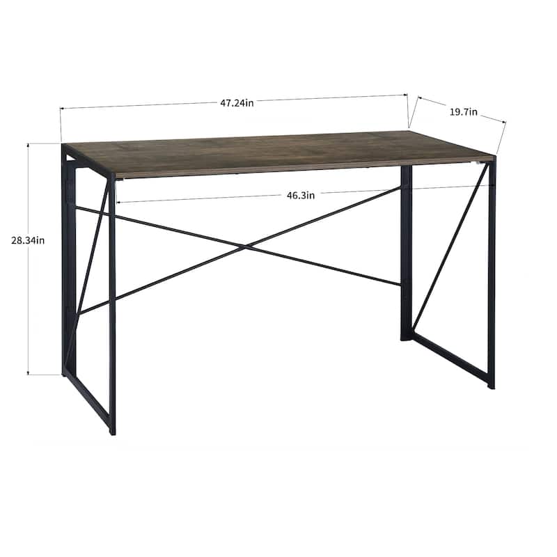 Homylin Folding Writing Desk with Metal Frame, Space-Saving Computer Table, No Assembly Required