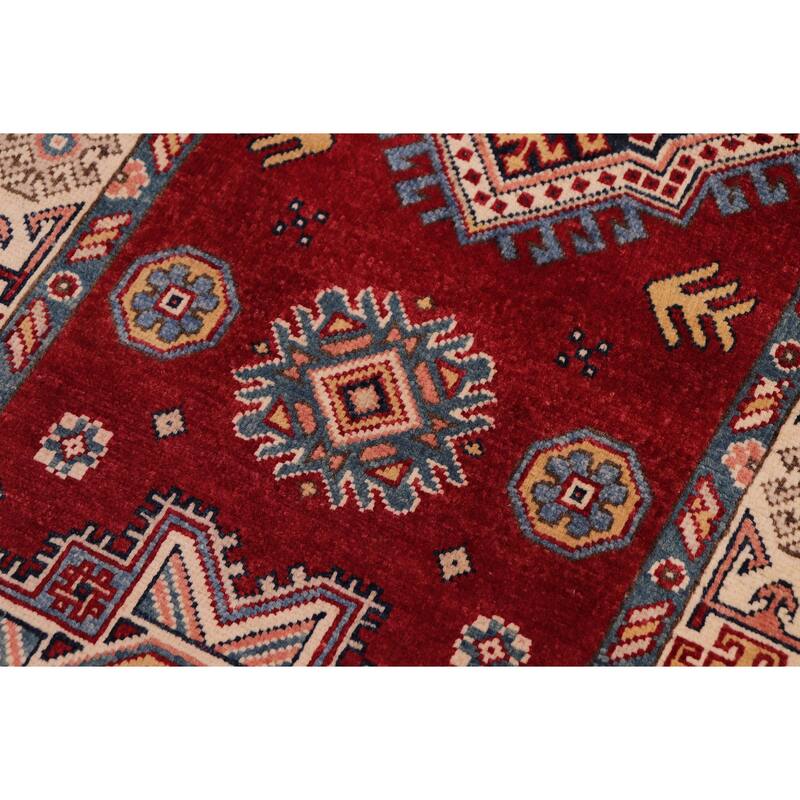 Southwestern Super Kazak Soleil Red/Beige Hand Knotted Wool Runner - 2'7'' x 9'6''
