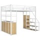 preview thumbnail 16 of 32, Full Size Metal Loft Bed with Storage Staircase and Wardrobe, Shelves