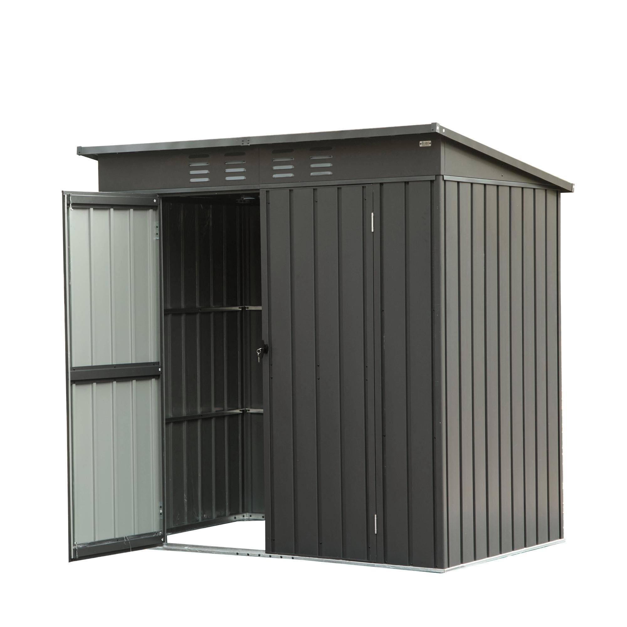 Waterproof Rustproof Garden Shed Tool Shed Storage Shed with Double Hinged Lockable Doors, Punched Vents