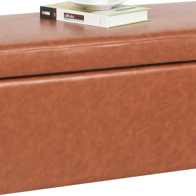 Adeco Modern Ottoman Footrest Fabric Lift Top Storage Ottoman Bench