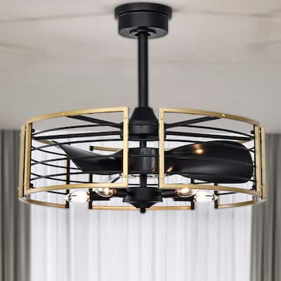 Veit 24 Inch Matte Gold Cage Design Fandelier - N/A