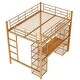 preview thumbnail 8 of 20, Full Size Metal Loft Bed with Built-in Desk ,Shelves and Guardrails