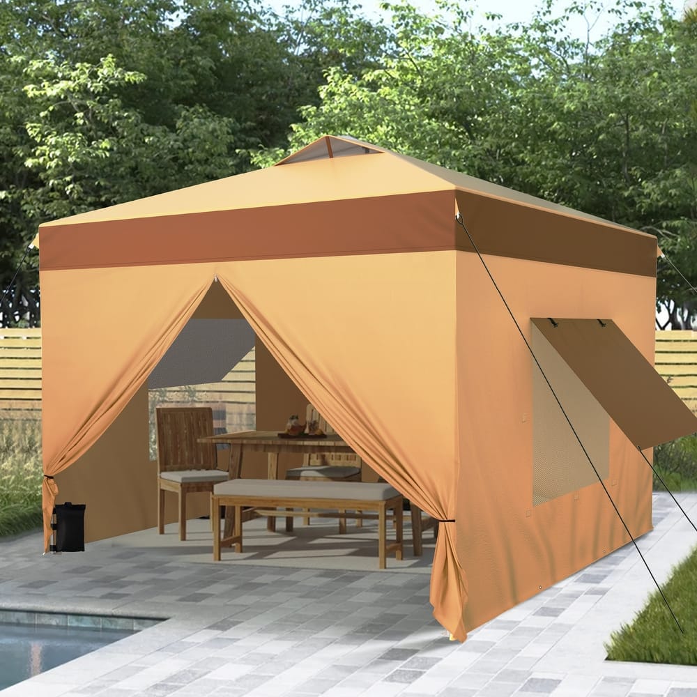 10' x 10' Pop Up Outdoor Canopy Tent Commercial Instant Reinforce Canopies with Wheeled Carry Bag