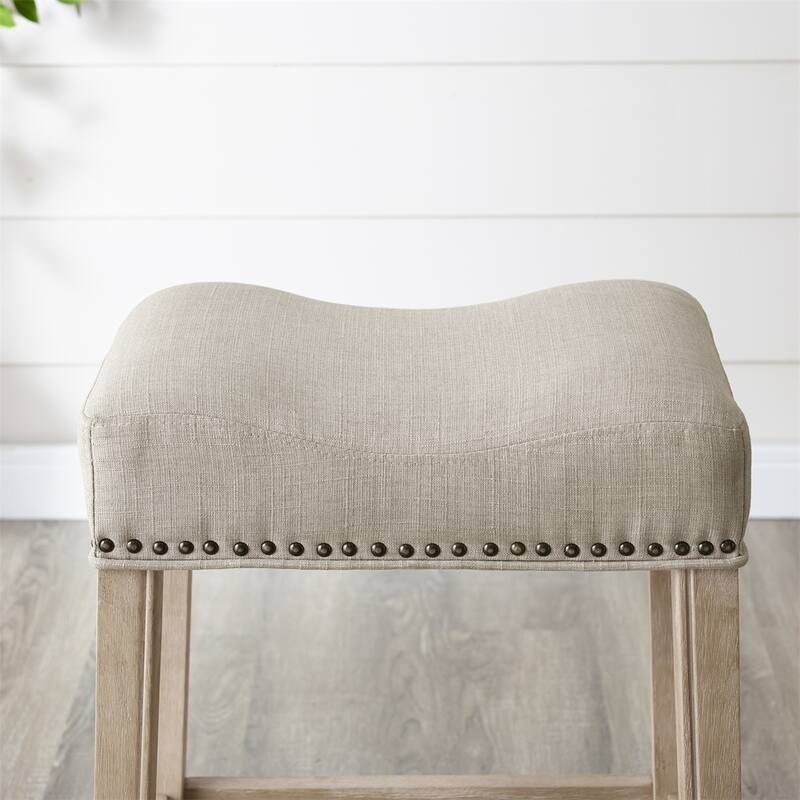 Upholstered Backless Saddle Seat Counter Stools 24" Height Set of 2