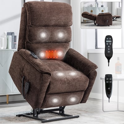 Dual Motor Infinite Position Power Lift Recliner Chair with Power-Remote, Heat Massage and Heavy Duty Motion Mechanism