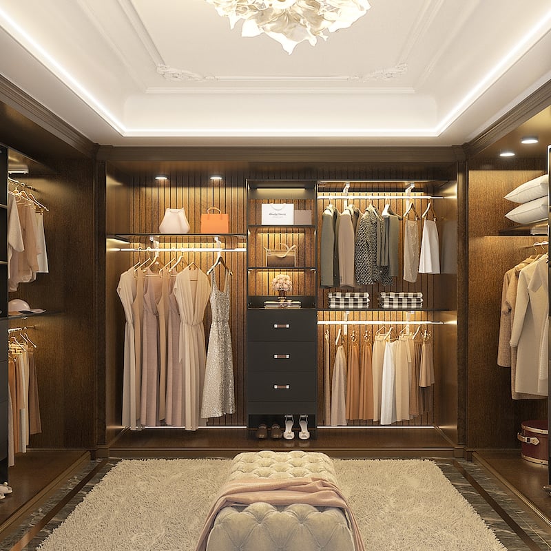 20.2'' - 96'' W Adjustable Closet Organizer with Drawers for Walk-in/ Reach-in Closet