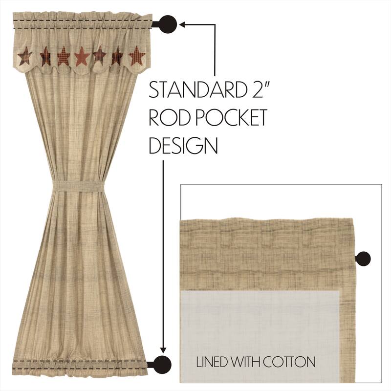 Abilene Star Door Panel with Attached Valance 72x40 - Door Panel With Valance 72x40
